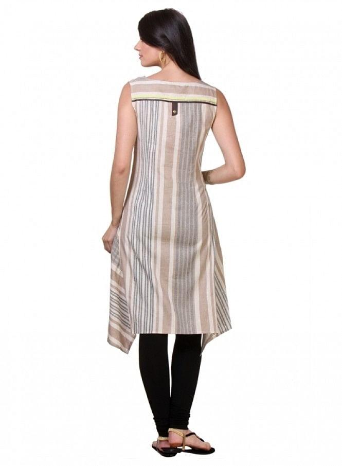 Off-White Printed Sleeveless kurta - wforwoman