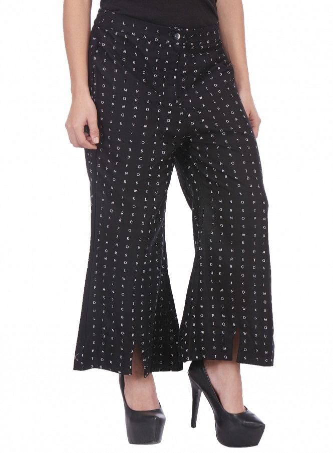 Black Printed Pants - wforwoman