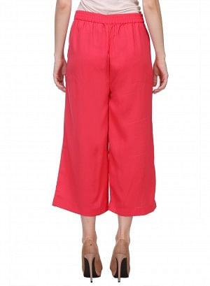 Pink Cropped Palazzos - wforwoman