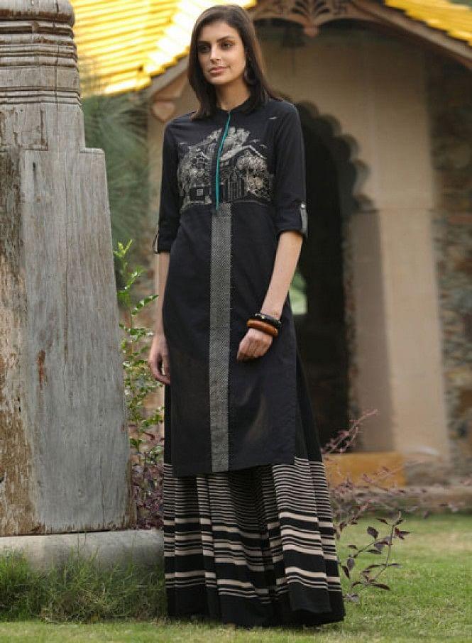 Black kurta - wforwoman