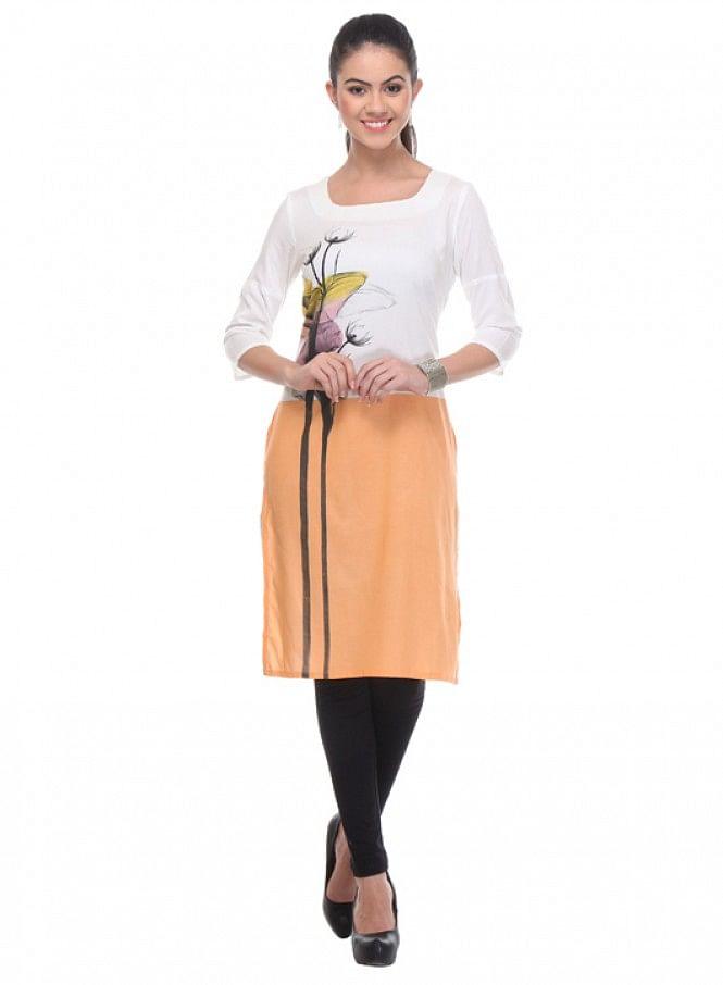 White Printed kurta - wforwoman