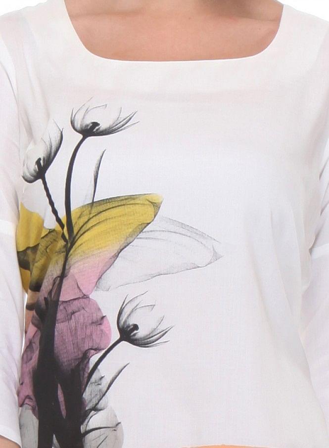 White Printed kurta - wforwoman