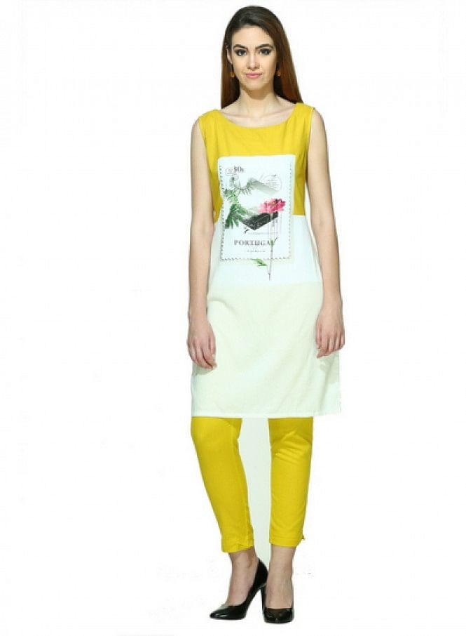 White Printed kurta - wforwoman