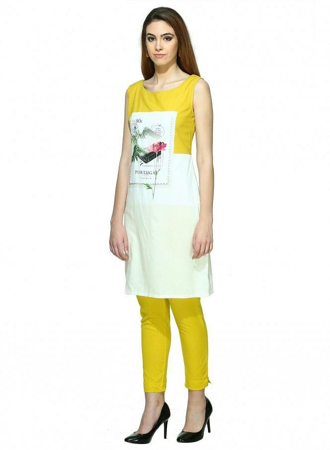 White Printed kurta - wforwoman