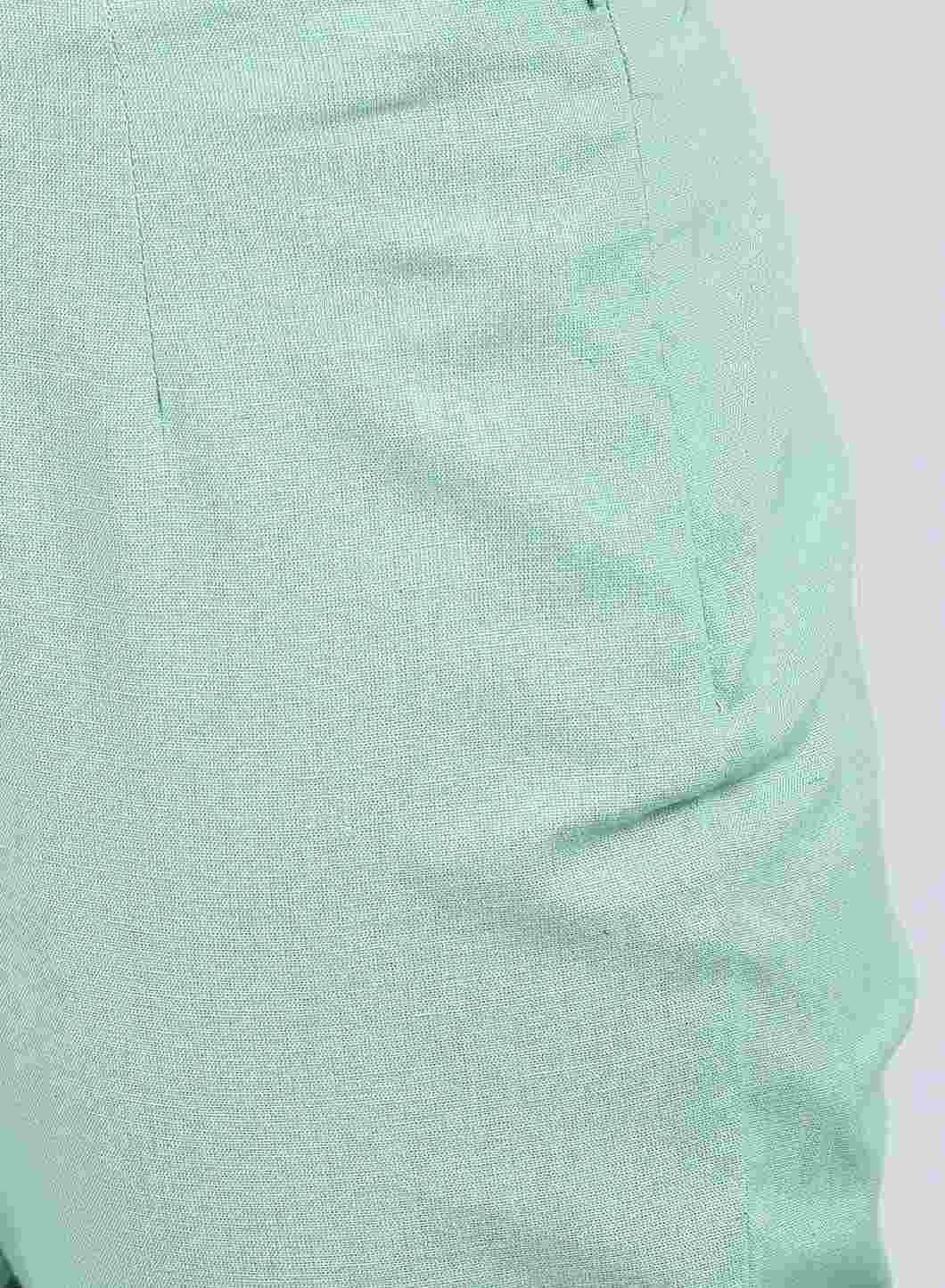 Green Solid Trousers - wforwoman