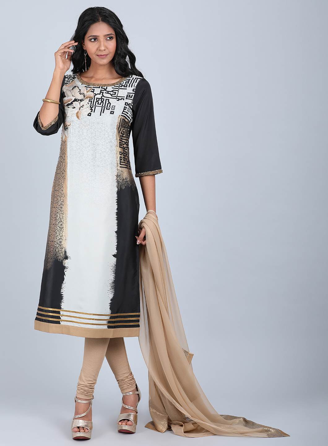 Black & White Printed kurta