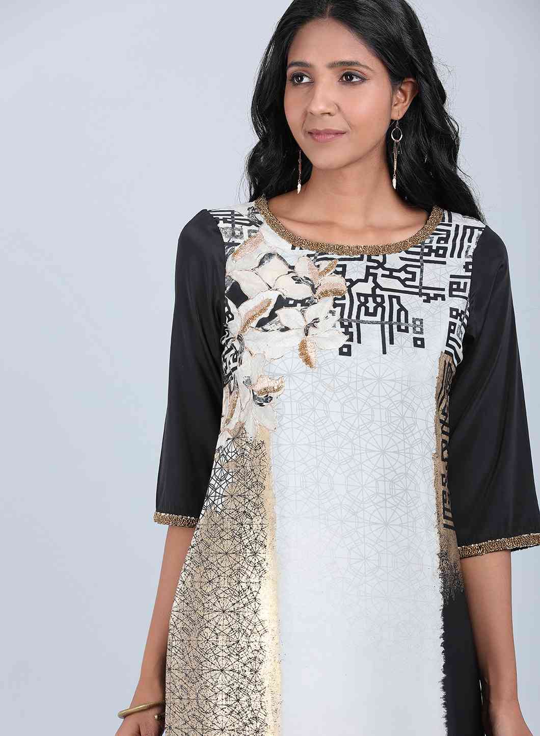 Black & White Printed kurta