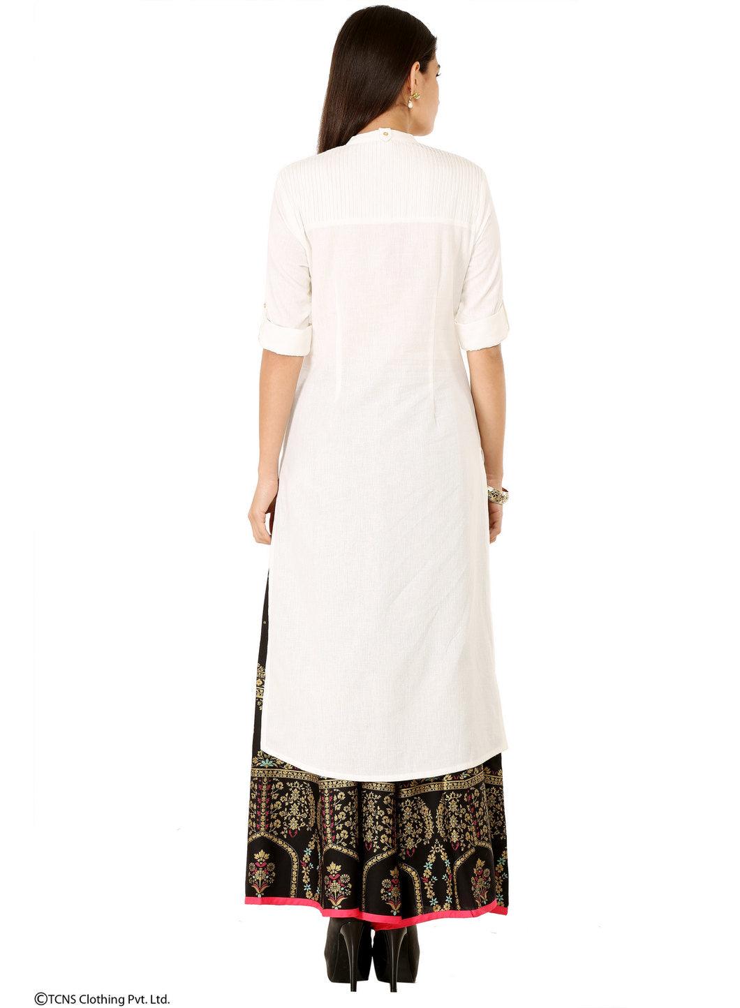 White 3/4 Sleeve kurta - wforwoman