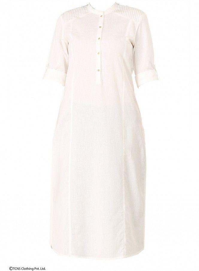 White 3/4 Sleeve kurta - wforwoman