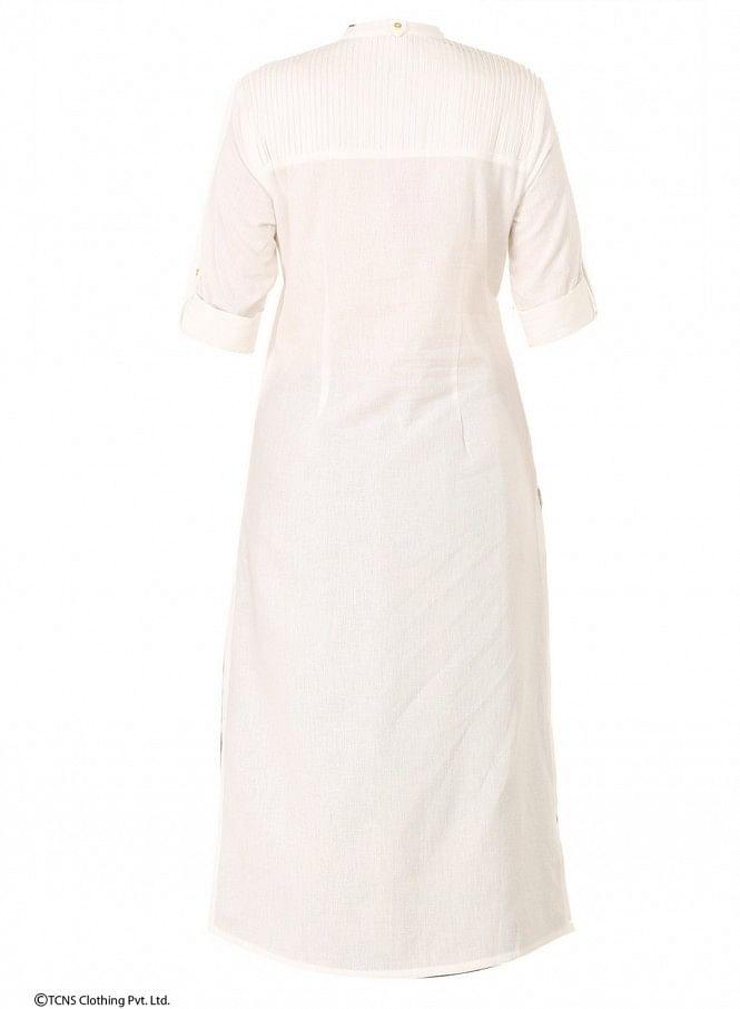 White 3/4 Sleeve kurta - wforwoman