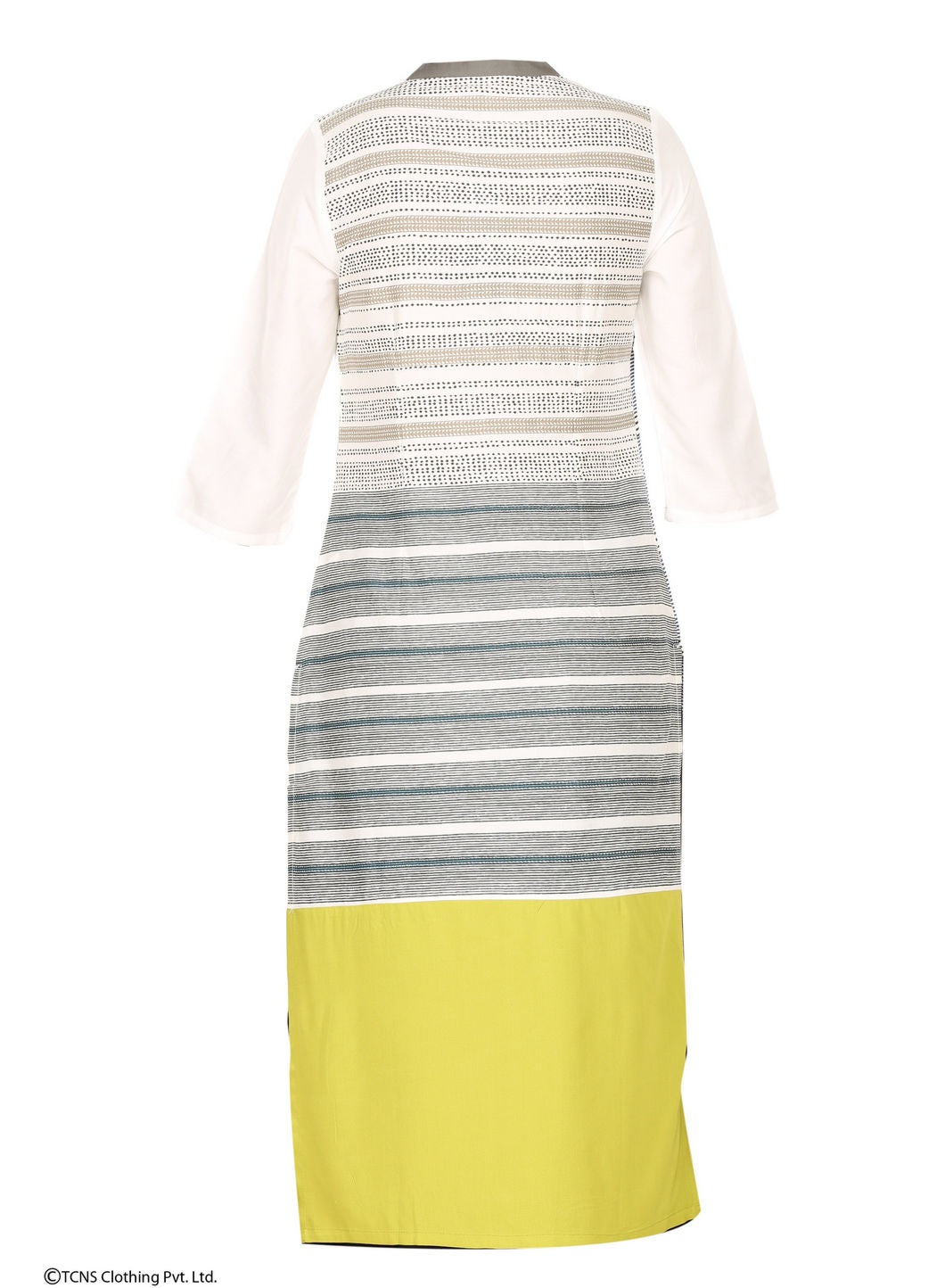 White Printed 3/4 Sleeve kurta