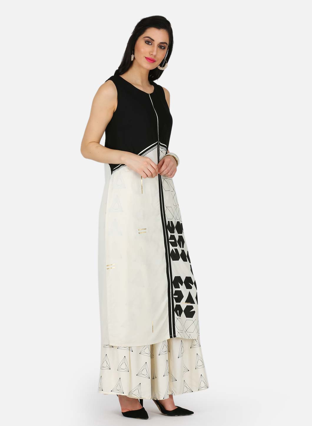 Black & White Printed kurta