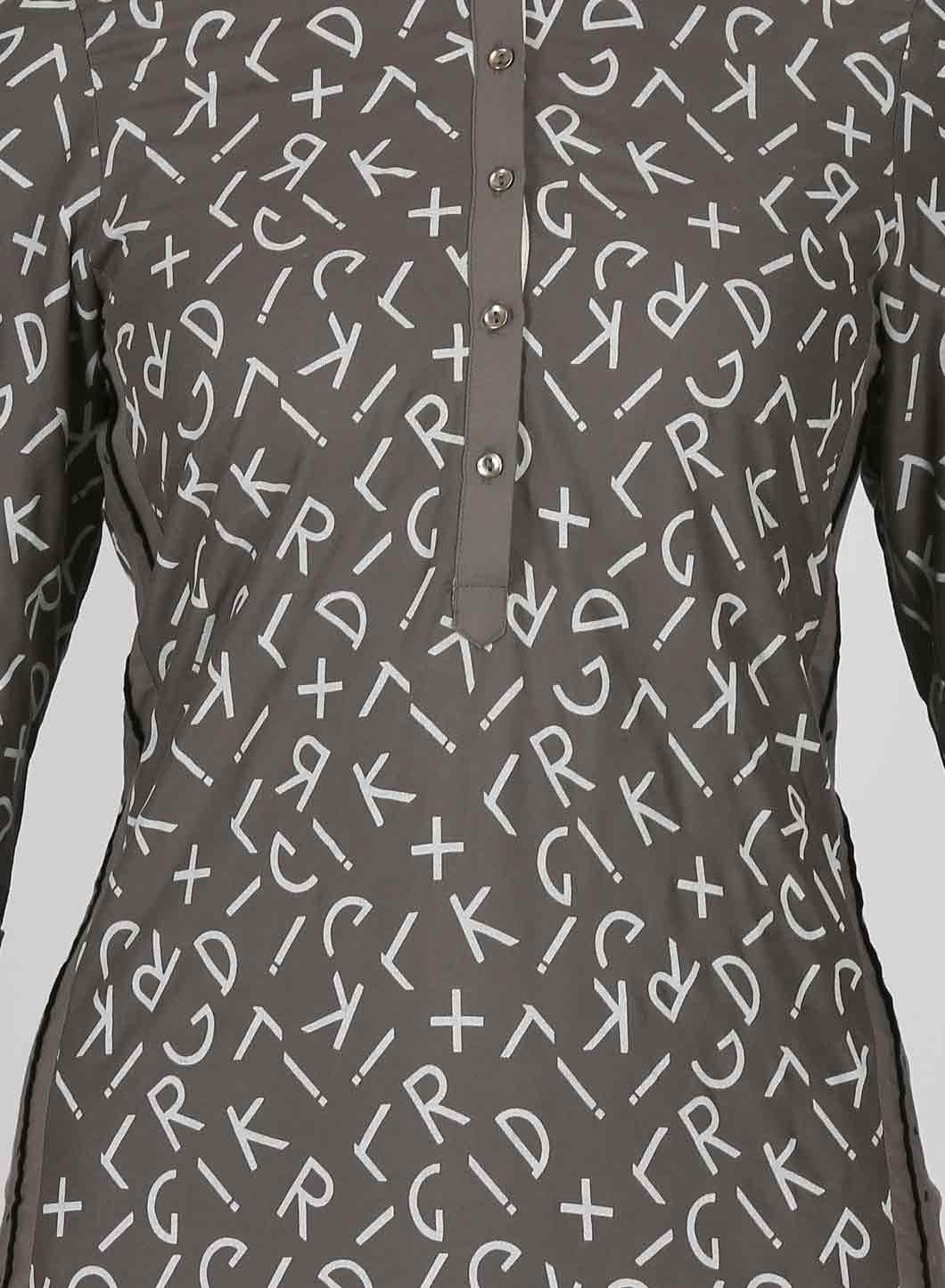 Grey Printed Mandarin Neck kurta - wforwoman