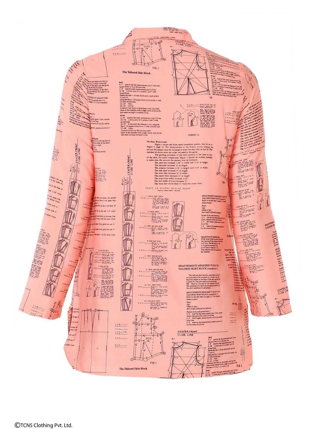 Pink Printed Full Sleeve Top - wforwoman
