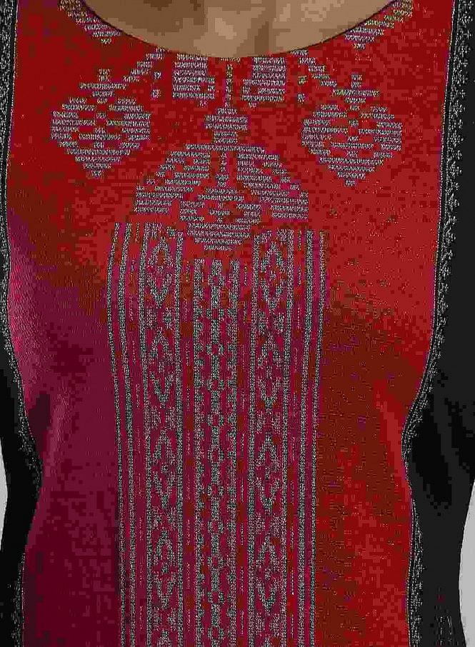 Black & Pink Woollen Round Neck kurta - wforwoman