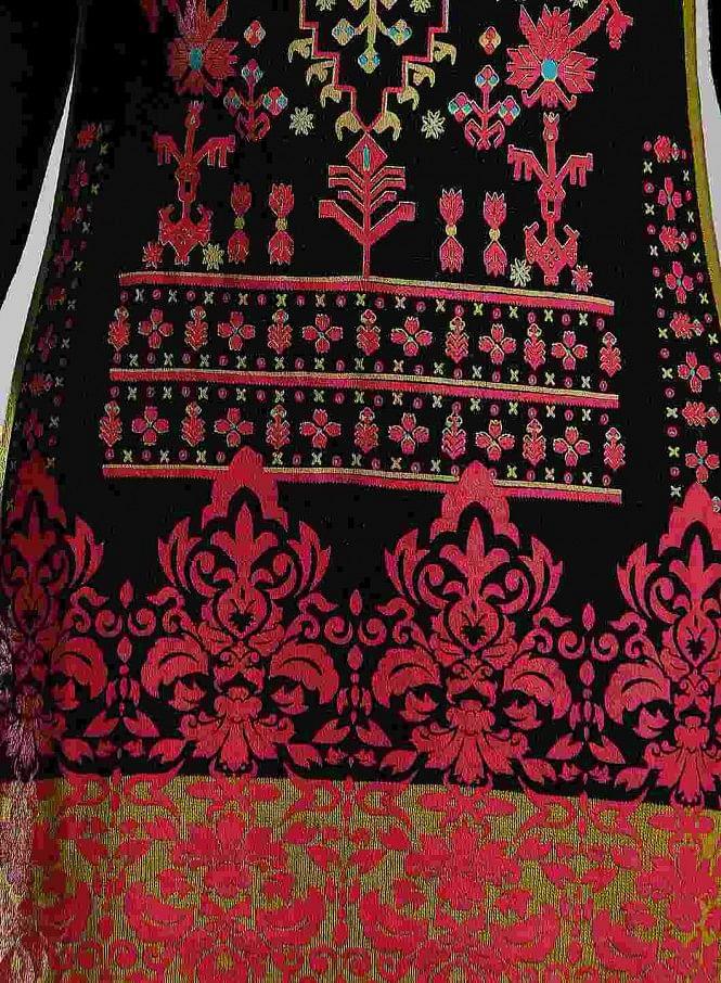 Black & Pink Woollen Round Neck kurta - wforwoman