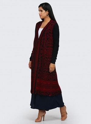 Blue & Red Printed Cardigan