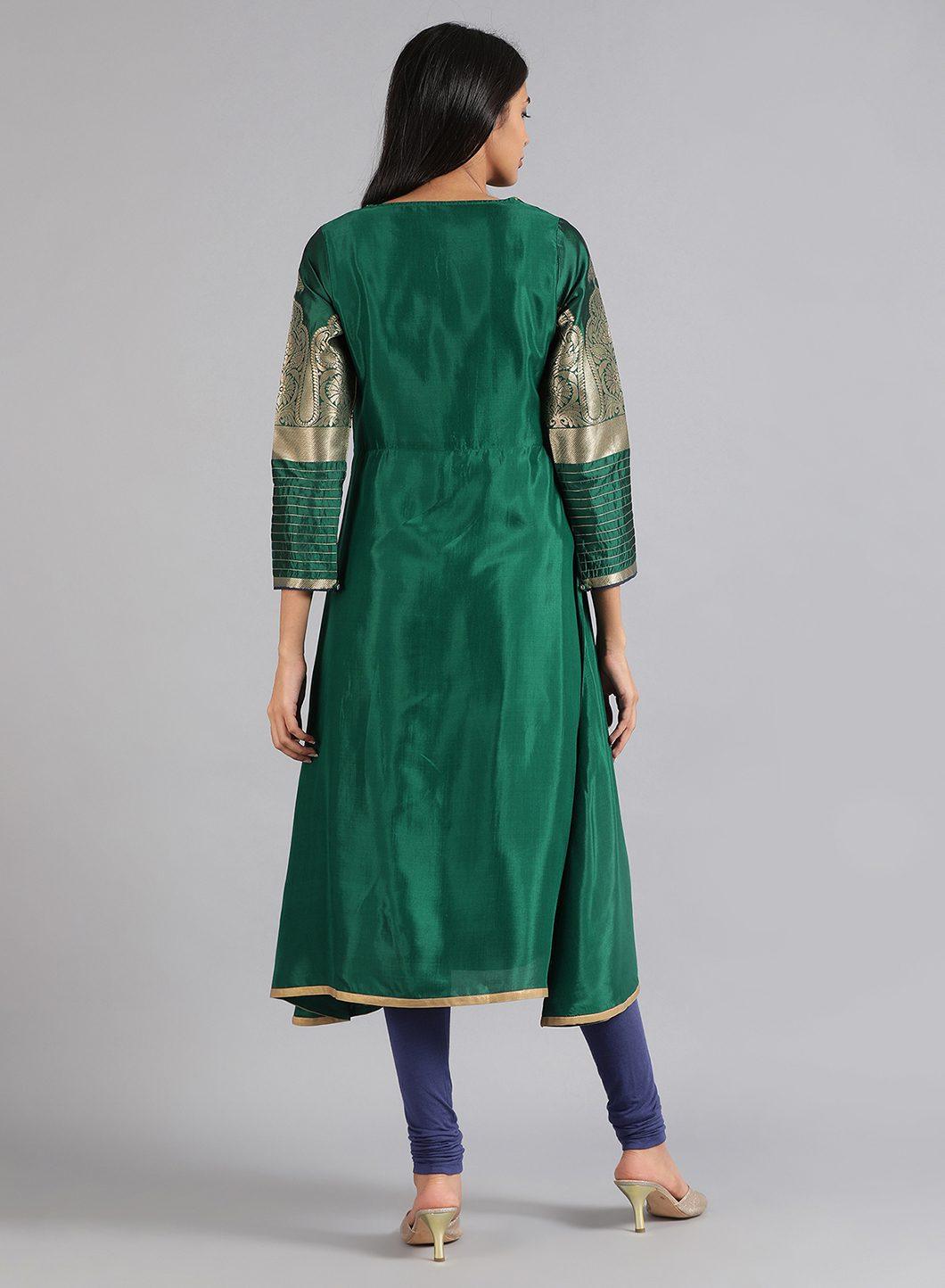 Green Round Neck kurta - wforwoman