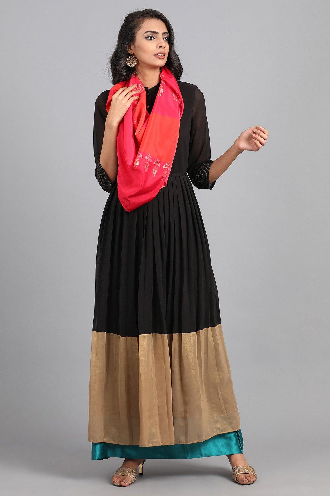 Black & Golden Kaleido kurta Dress - wforwoman