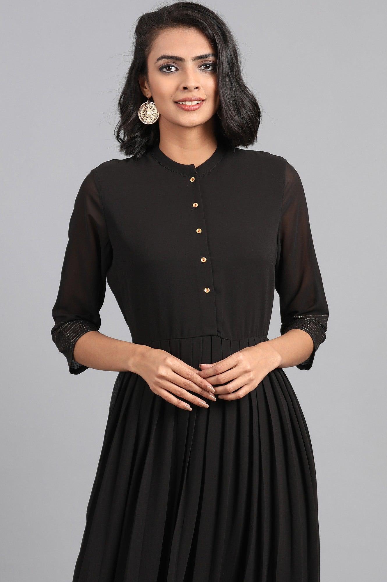 Black & Golden Kaleido kurta Dress - wforwoman