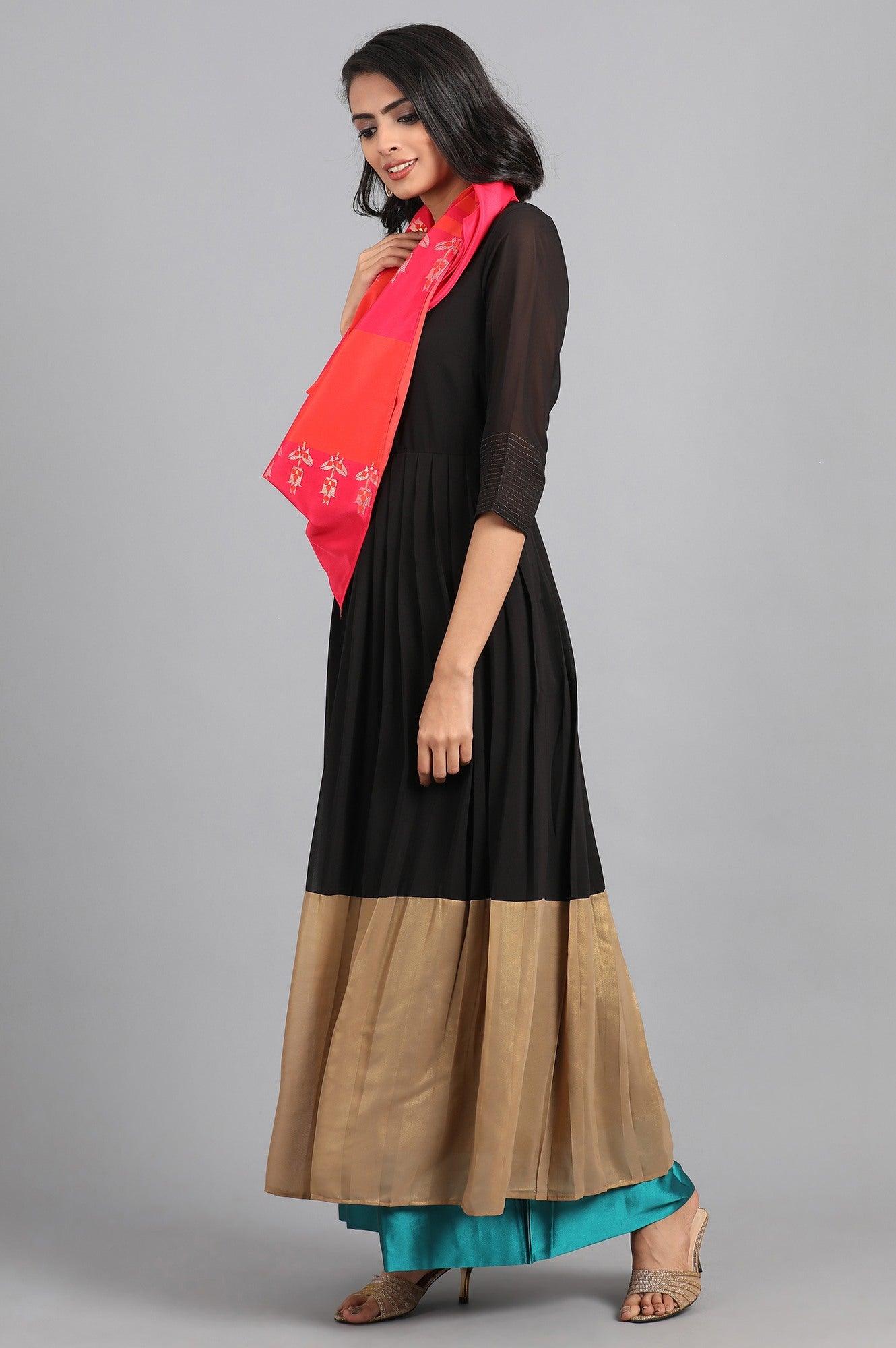 Black & Golden Kaleido kurta Dress - wforwoman