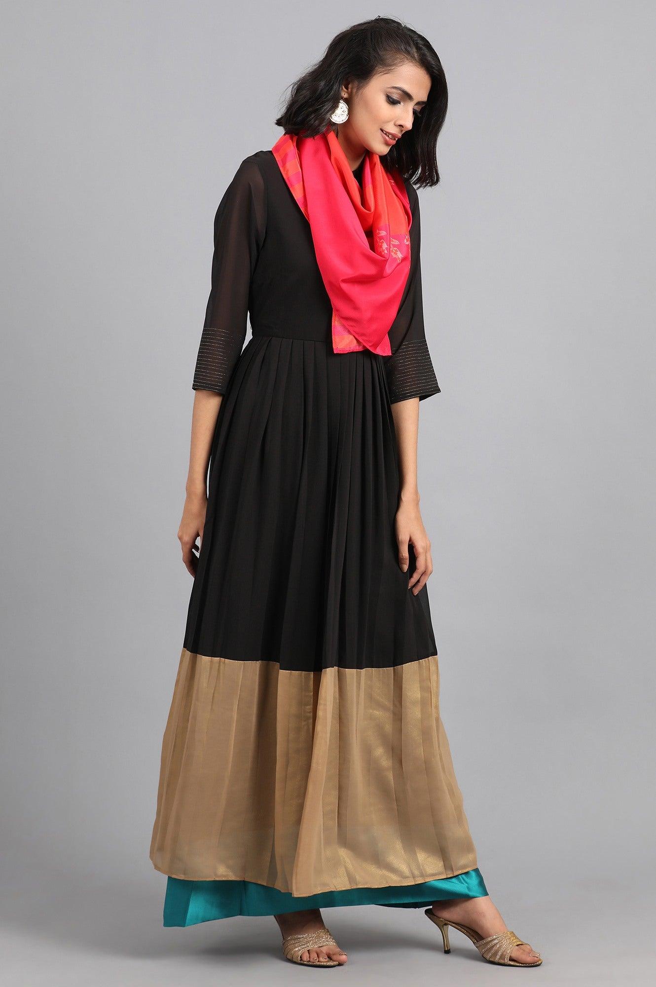 Black & Golden Kaleido kurta Dress - wforwoman