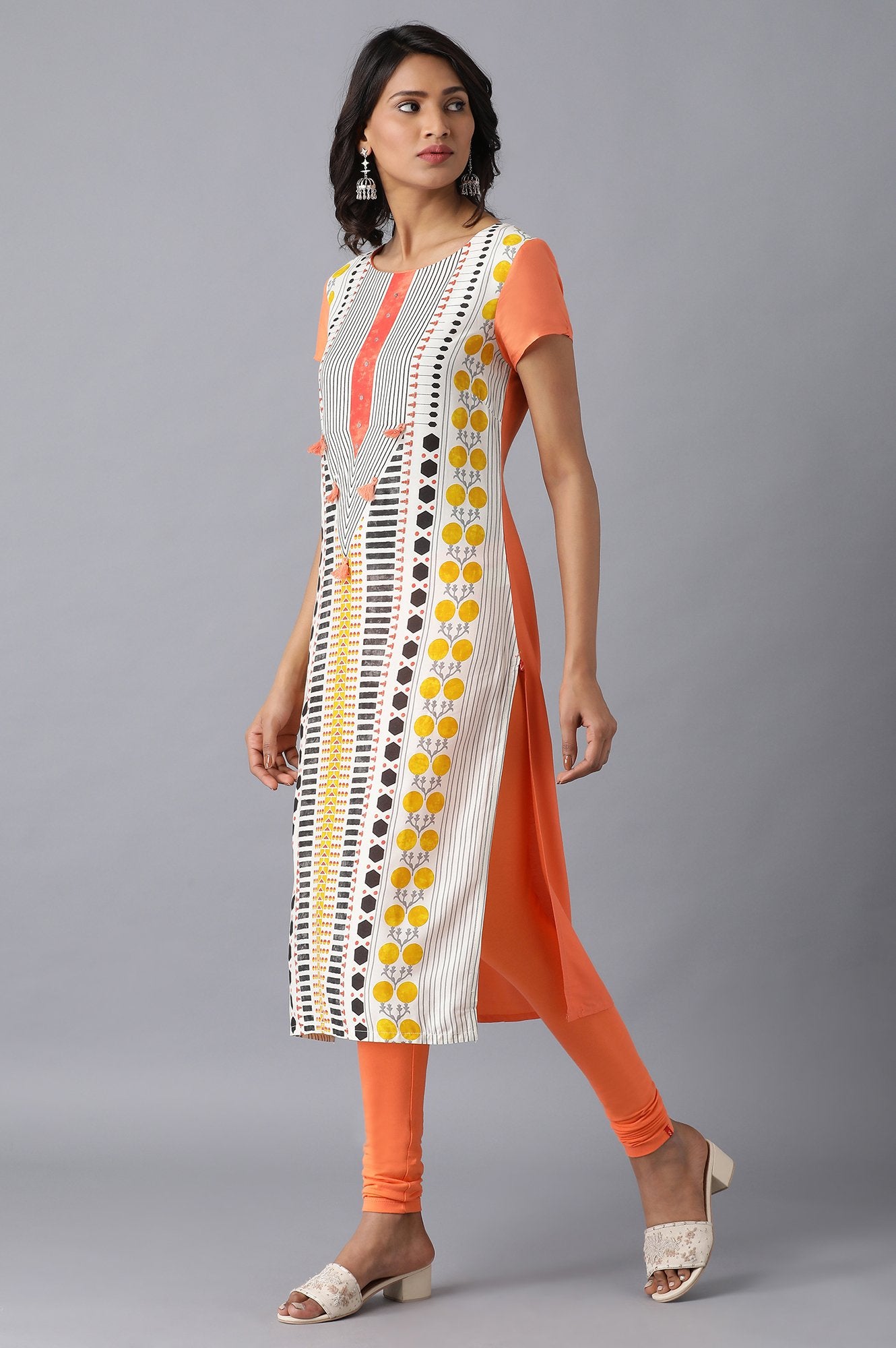 Multicolor Round Neck Printed kurta