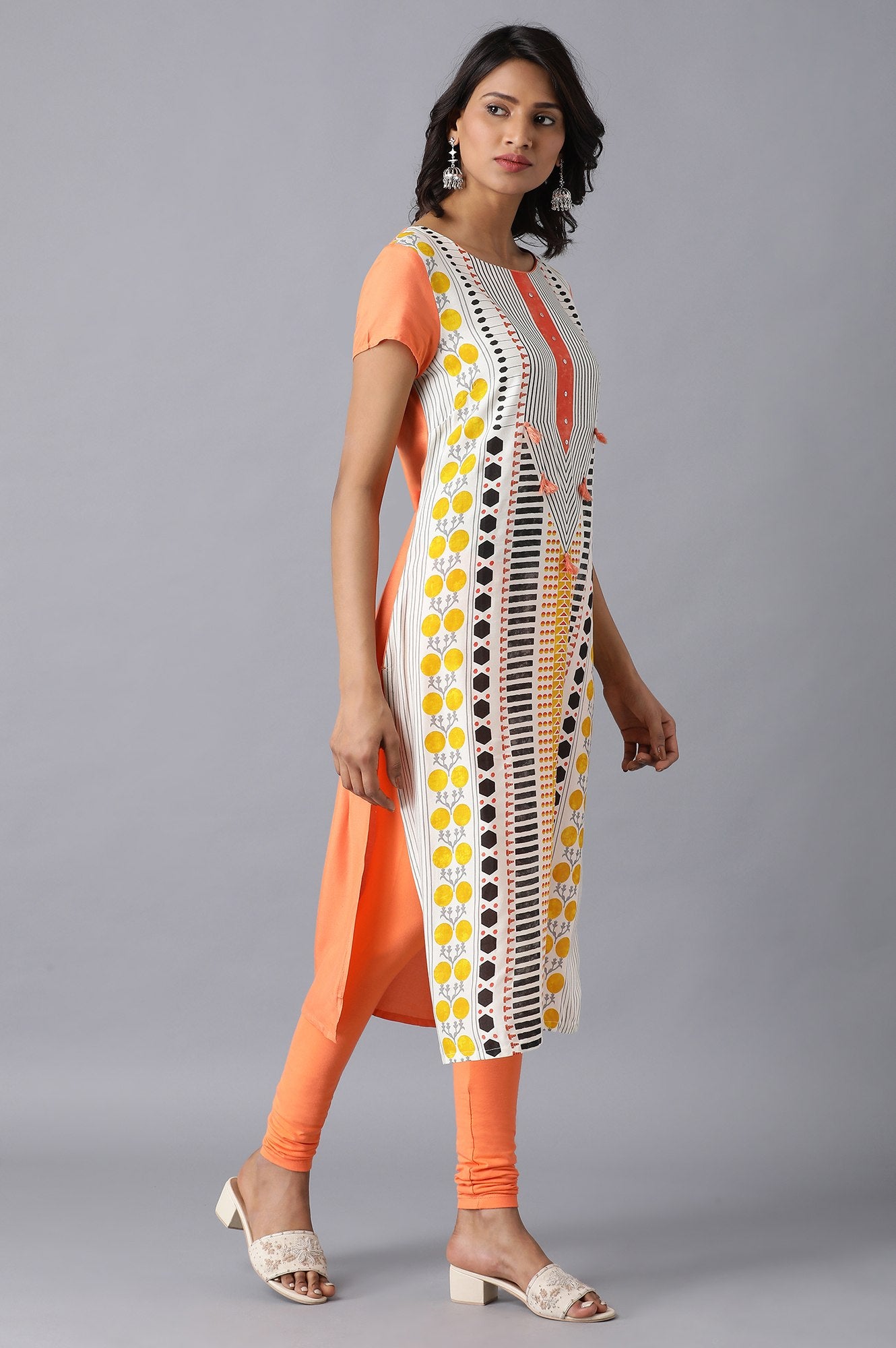 Multicolor Round Neck Printed kurta