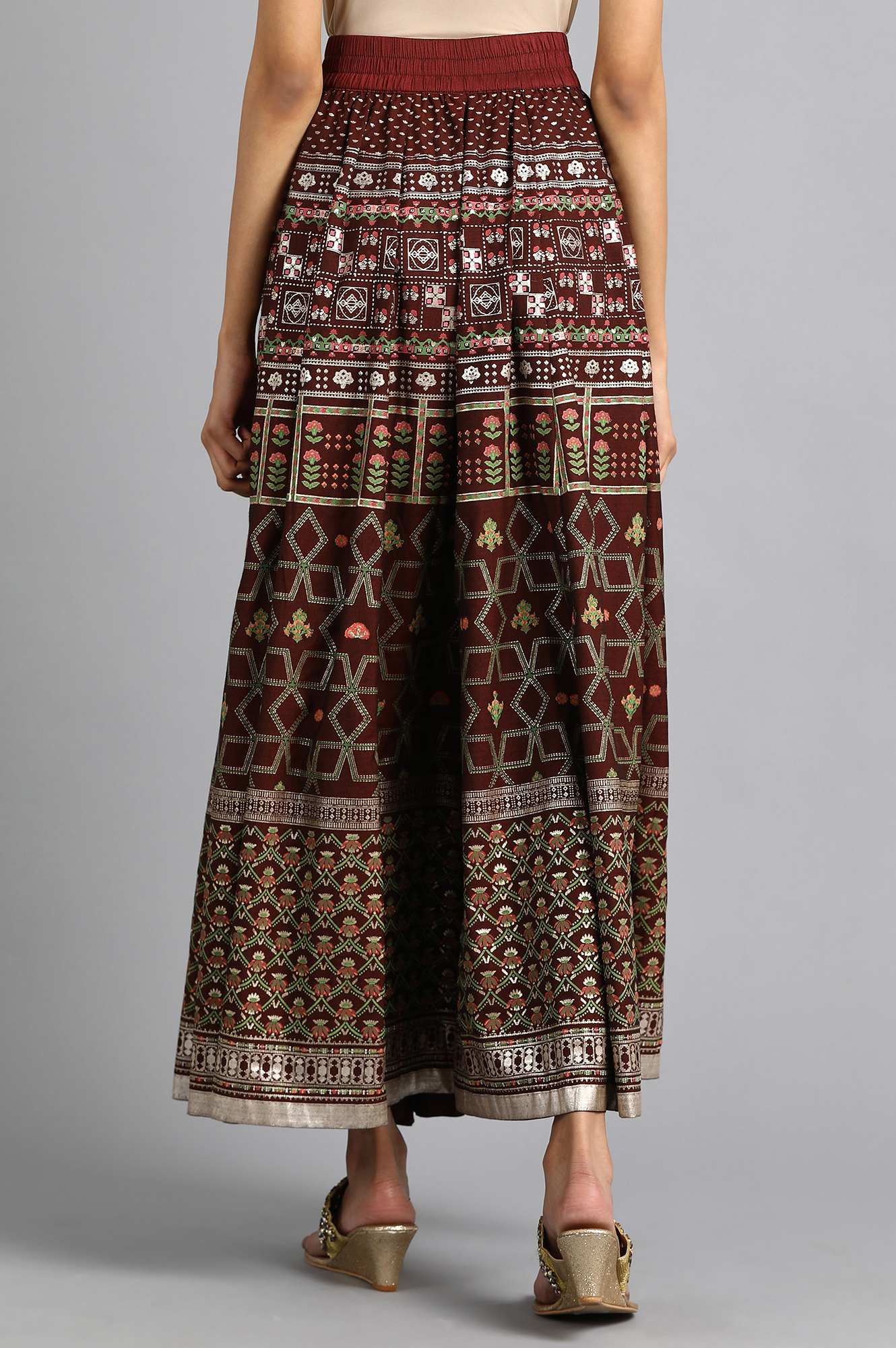 Wine Printed Skirt