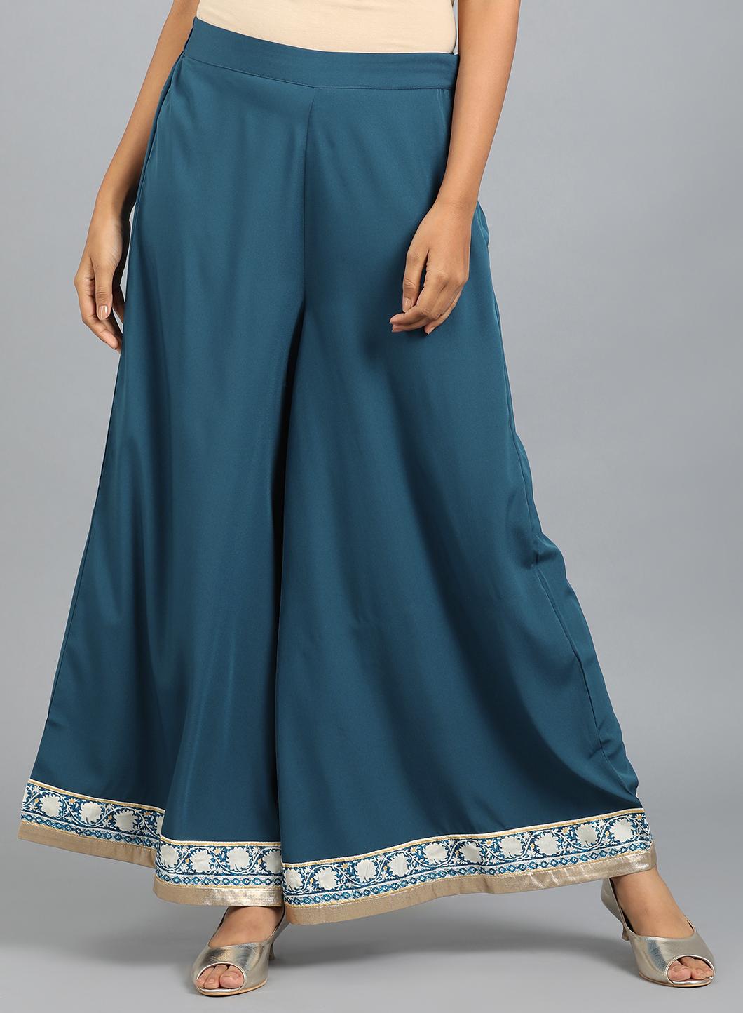 Blue Solid Culottes
