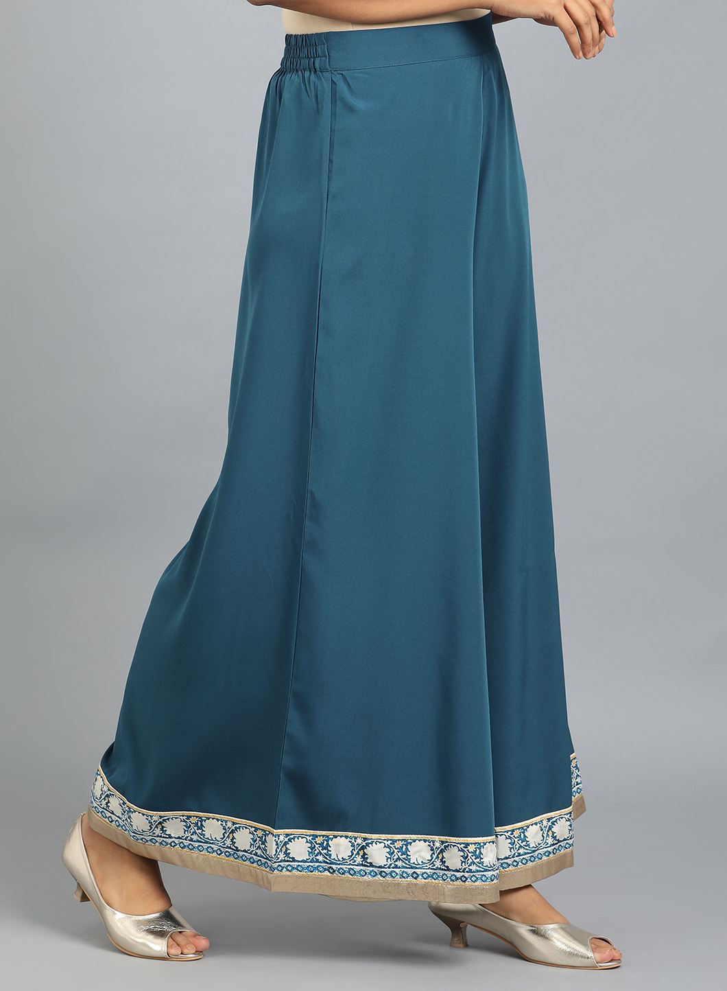 Blue Solid Culottes