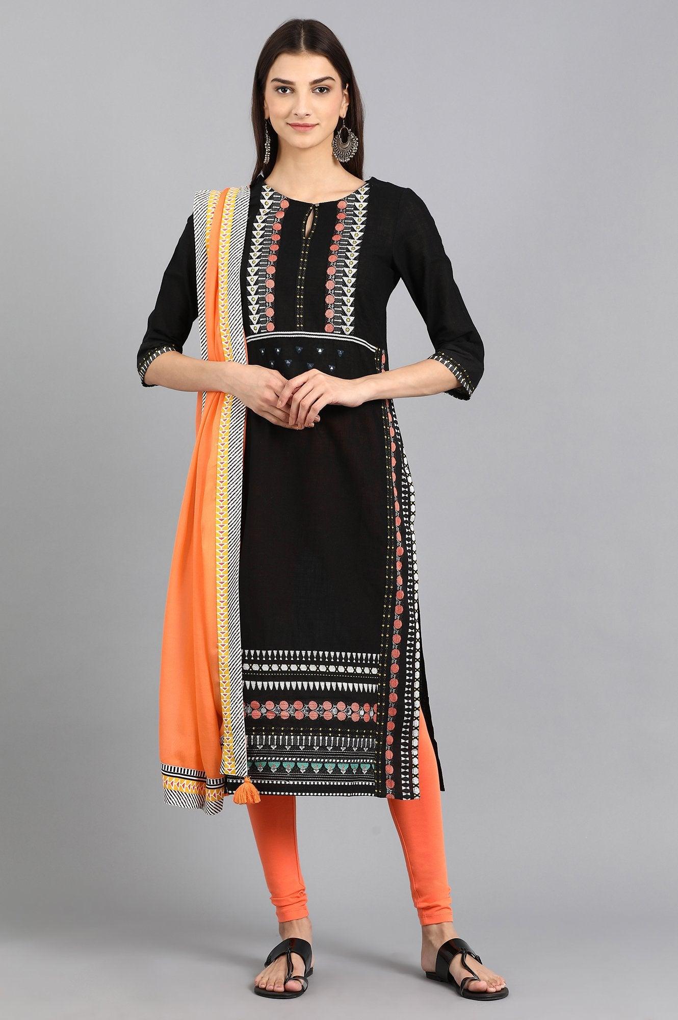 Grey Round Neck Printed kurta - wforwoman