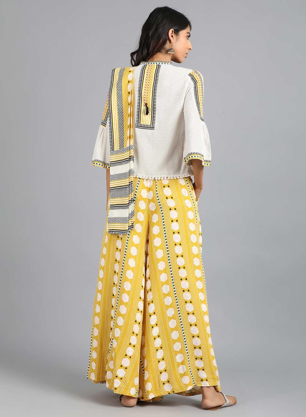 Yellow & White Printed Gypsuit - wforwoman