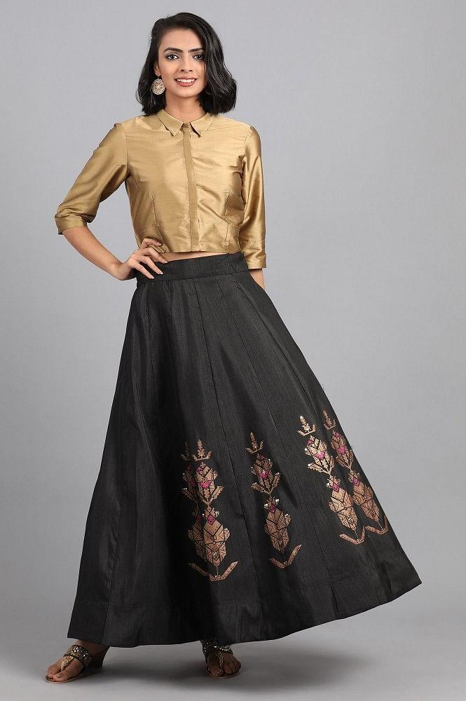 Gold & Black kurta Set - wforwoman