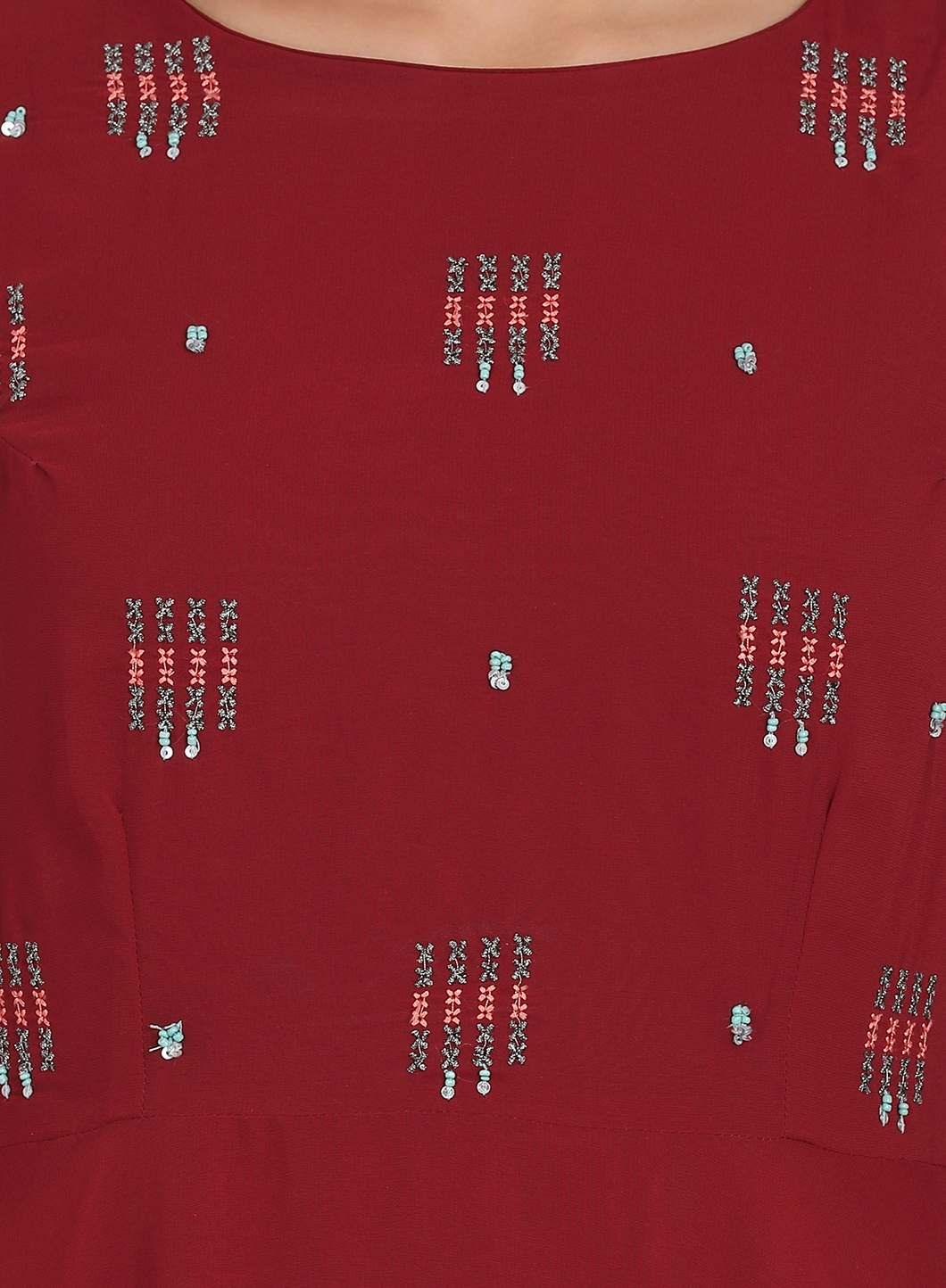 Maroon Printed Cut-Out Style kurta - wforwoman