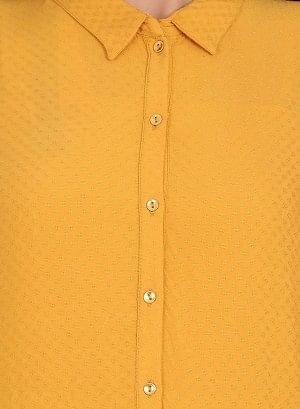 Mustard Collar Neck Solid kurta - wforwoman