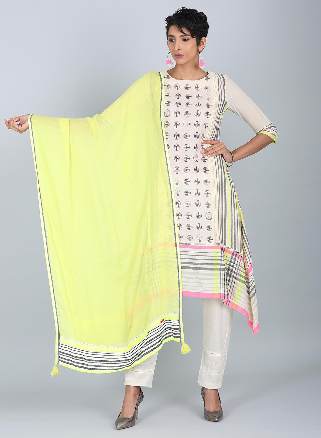 Grey Round Neck Printed kurta