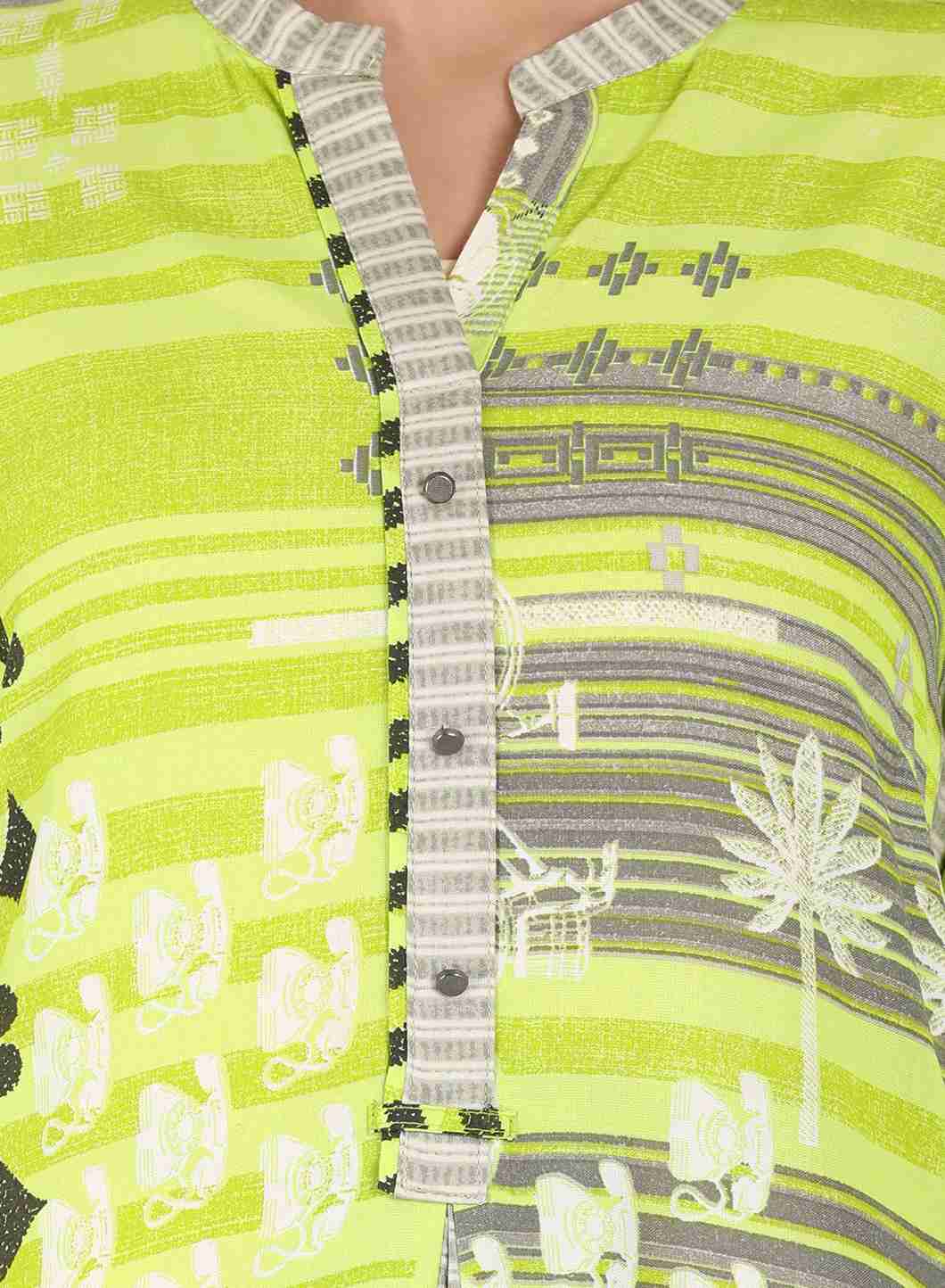 Green Mandarin Neck Printed kurta