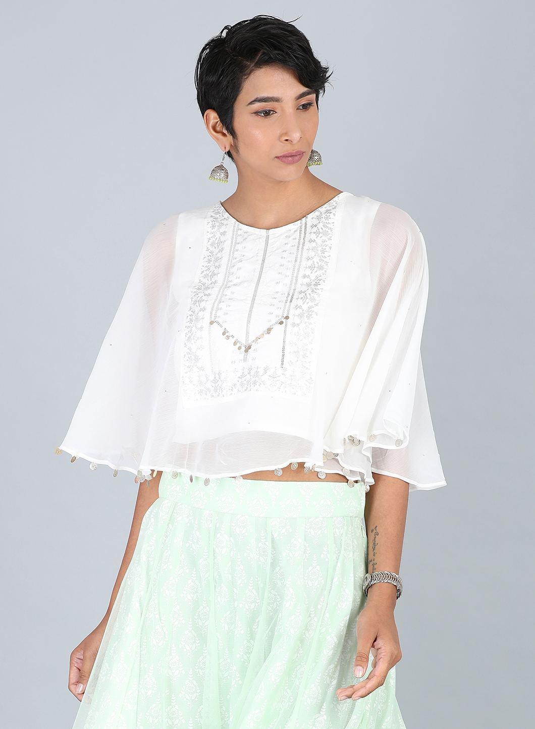 White Round Neck Crop Top - wforwoman