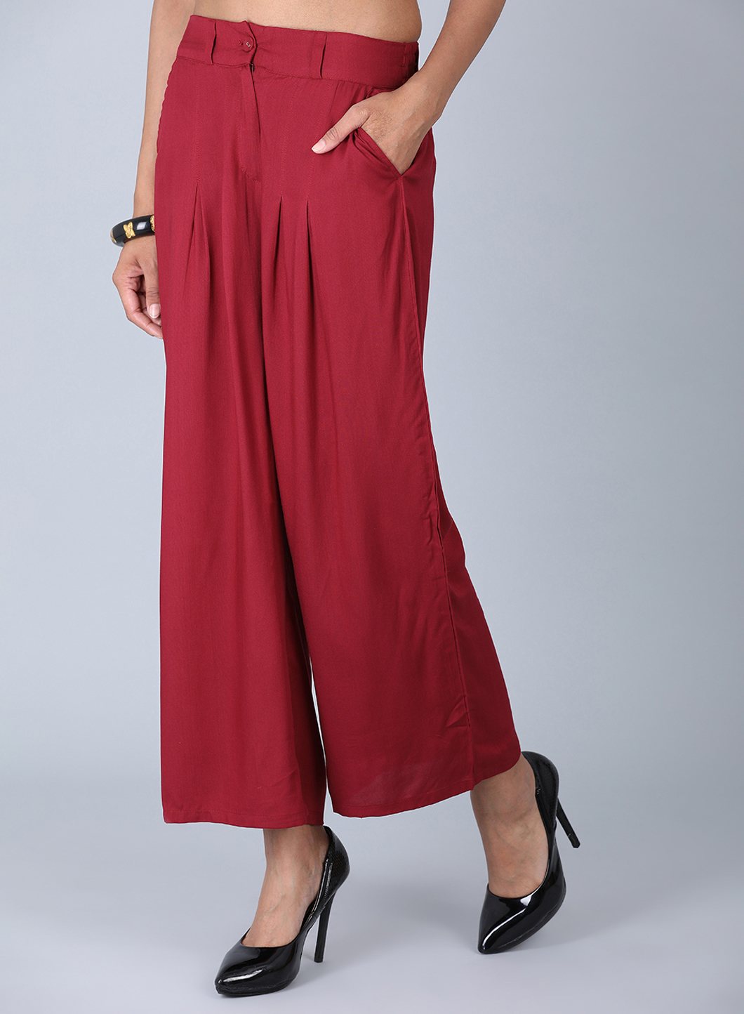 Maroon Tailored Volume Pants