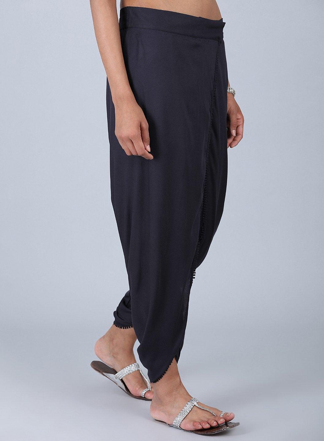 Blue Solid Tulip Pants - wforwoman
