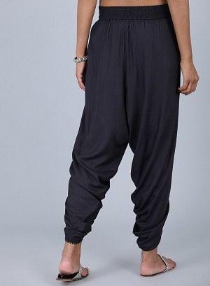 Blue Solid Tulip Pants - wforwoman