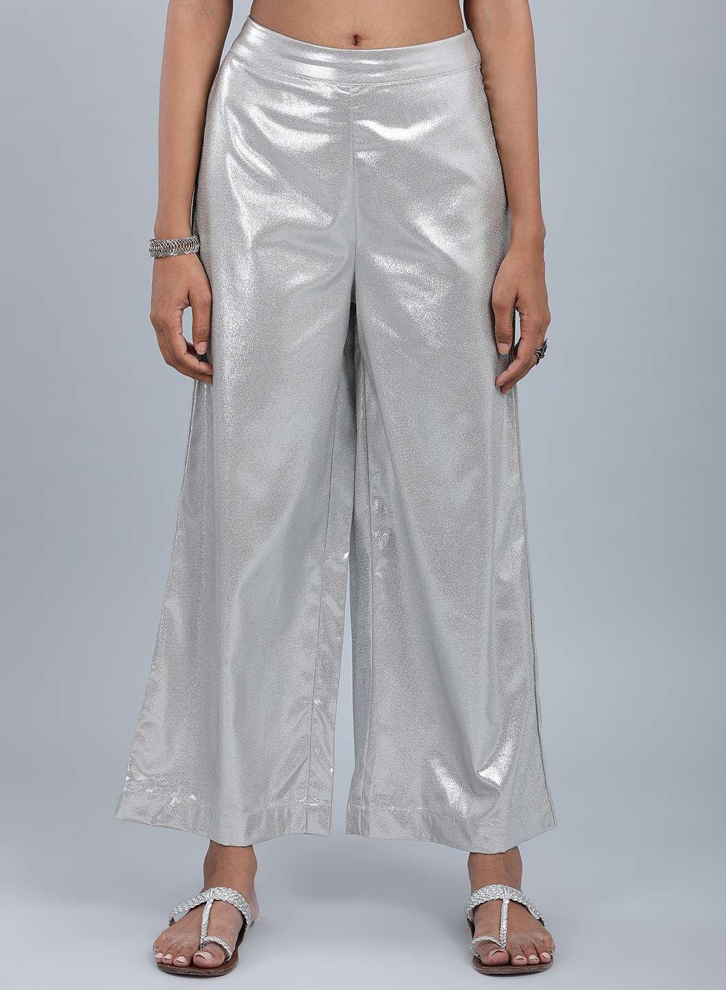 Silver Glitter Pants - wforwoman