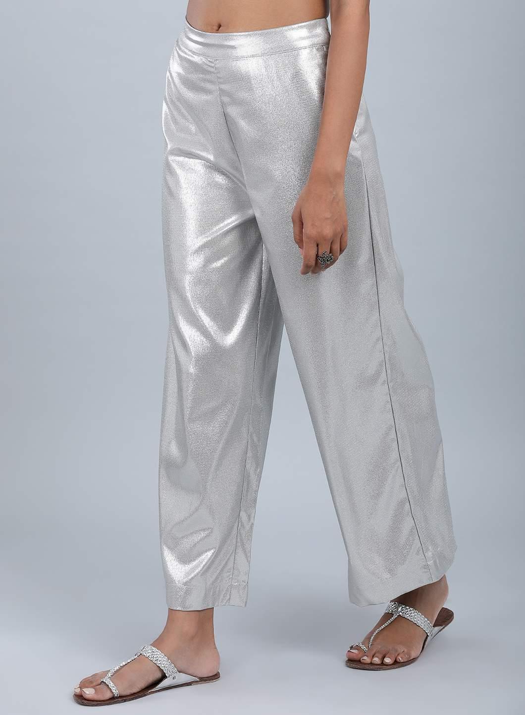 Silver Glitter Pants - wforwoman