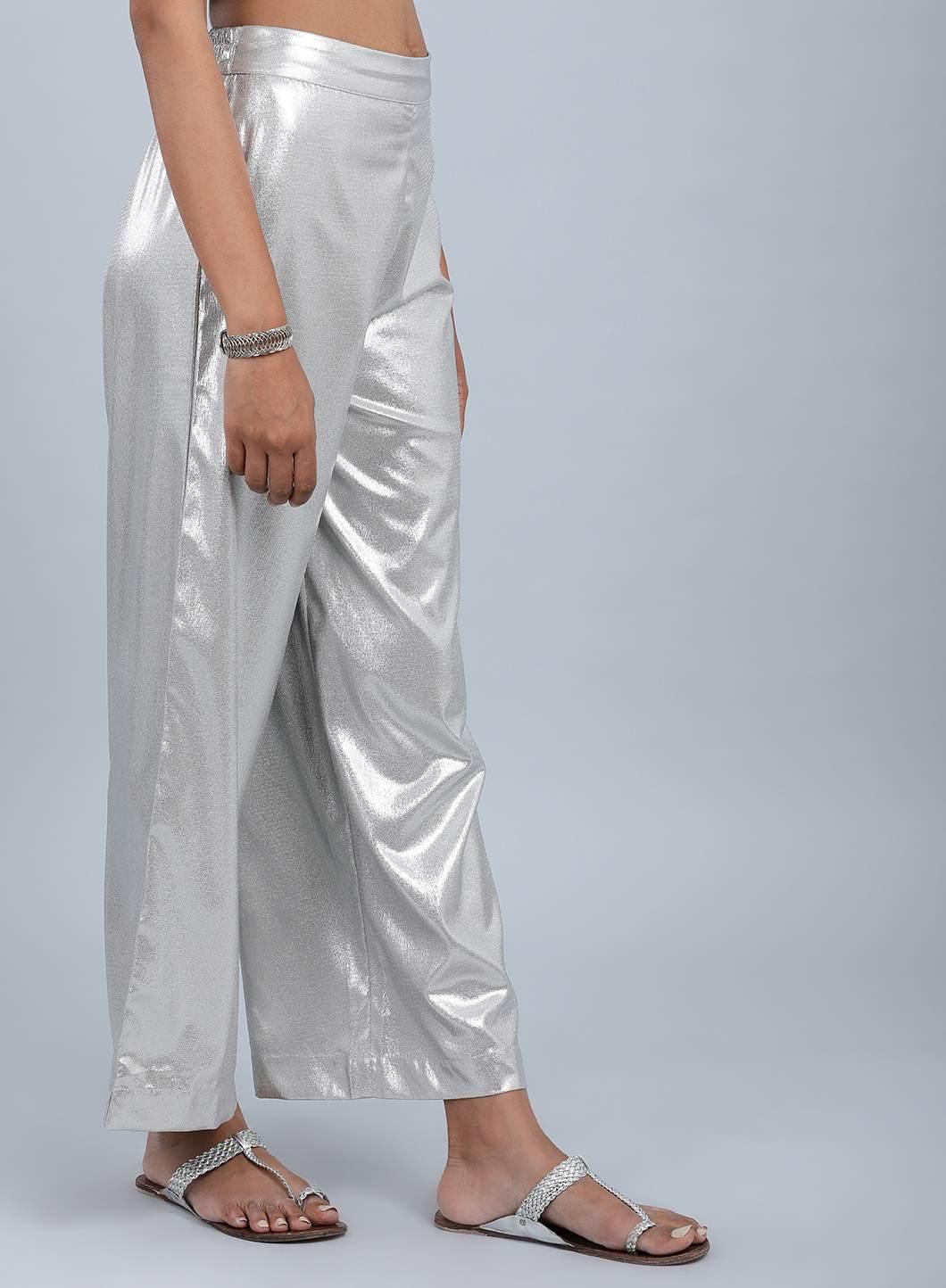 Silver Glitter Pants - wforwoman