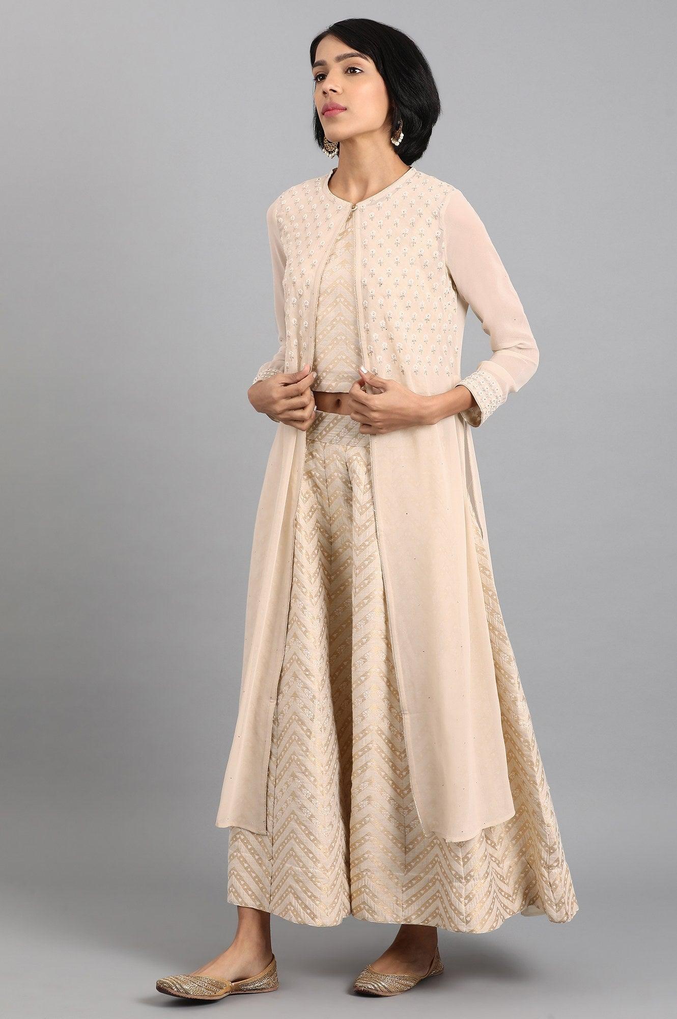 Beige Round Neck Set - wforwoman