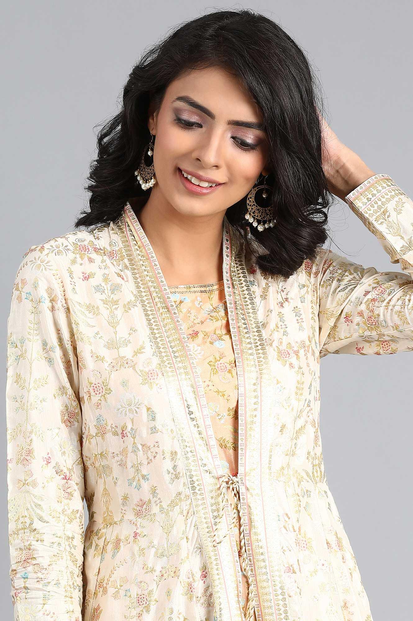 Off-White Open front Layered Dress - wforwoman