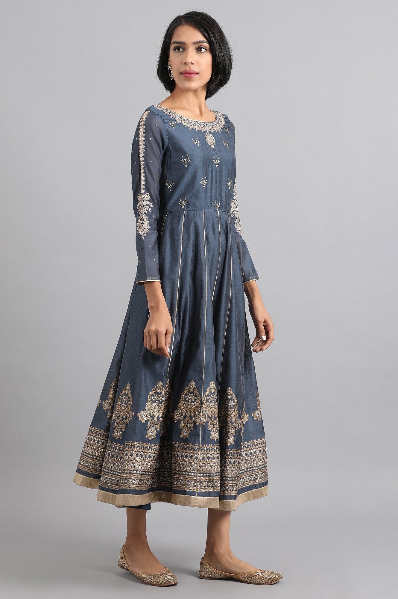 Green Mandarin Neck Printed kurta - wforwoman