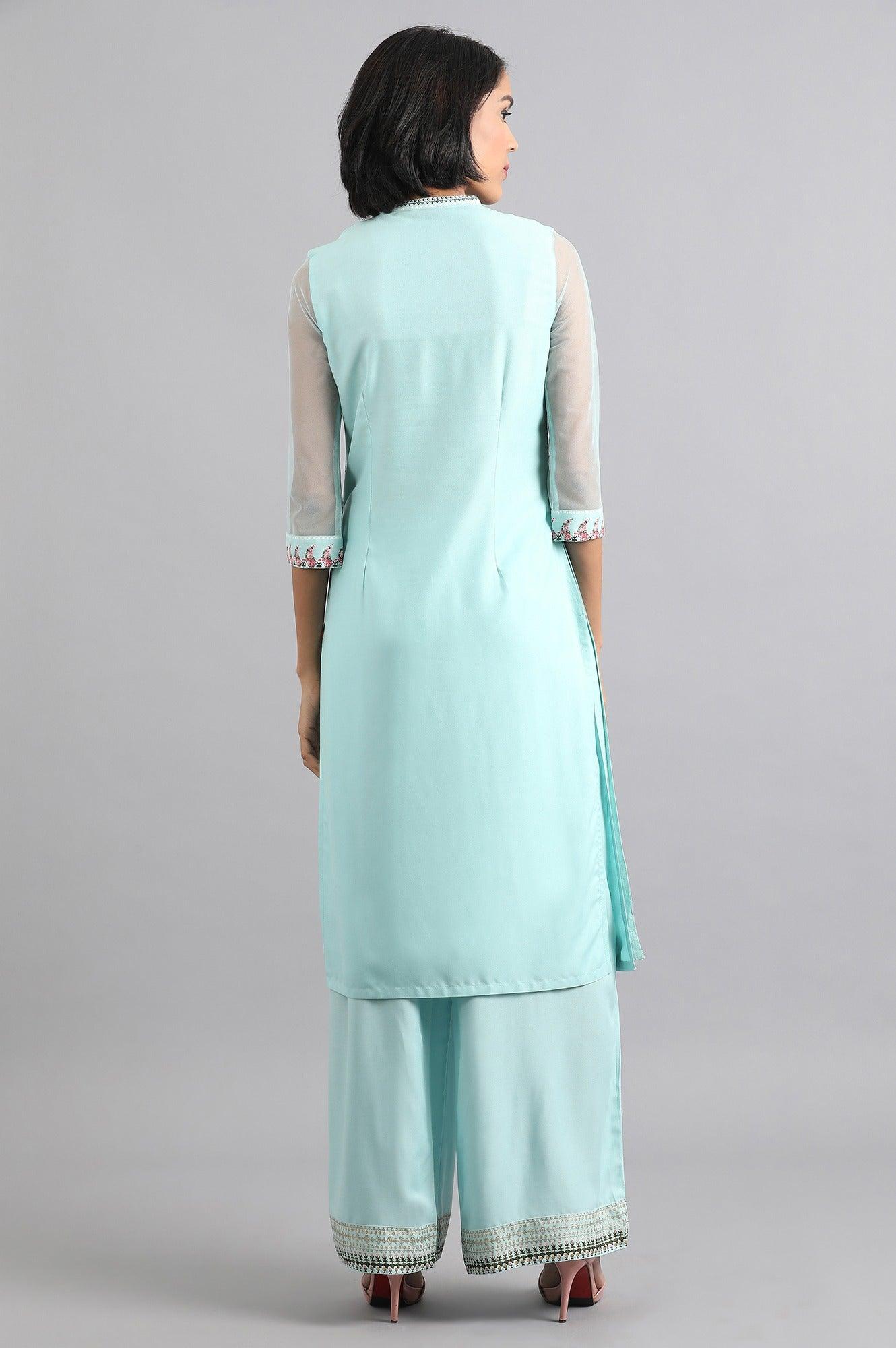 Ecru Mandarin Neck Printed kurta - wforwoman