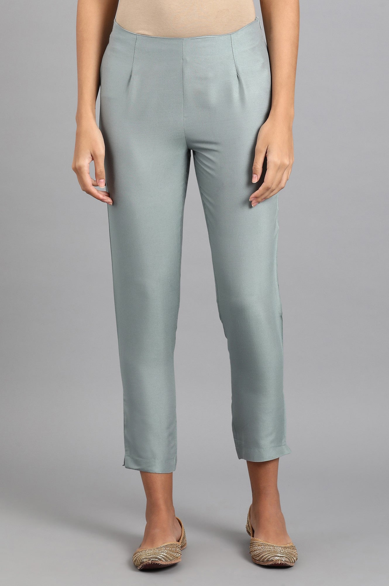 Blue Solid Trousers